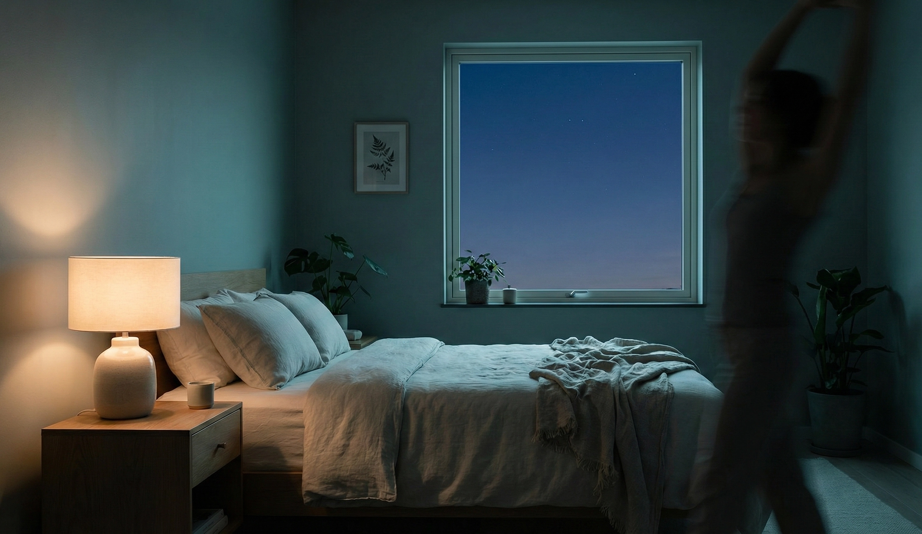 Person Preparing to sleep near the bed